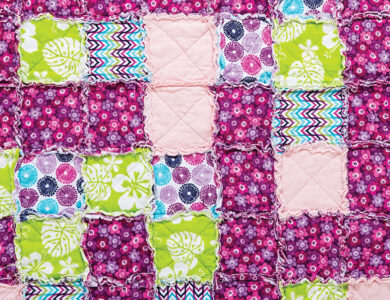 close up of quilted fabric
